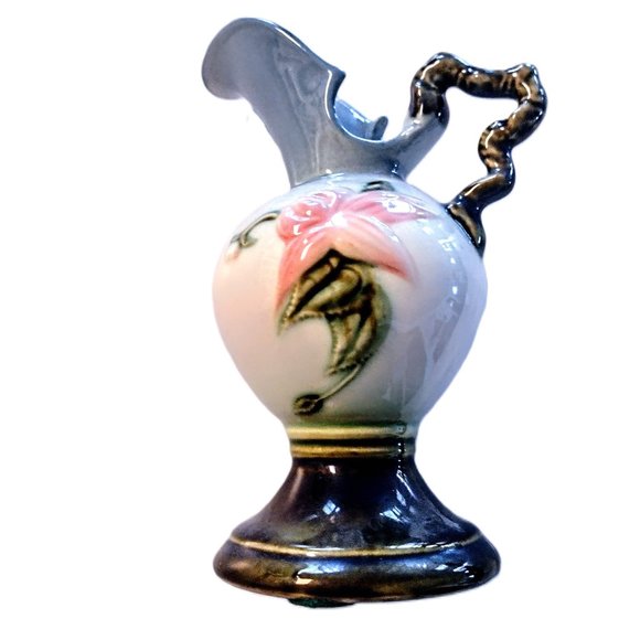 Hull Pottery Other - VTG HULL POTTERY 7" Pitcher Ewer Vase (W6 Woodland) Blue & Green w/Twig Handle